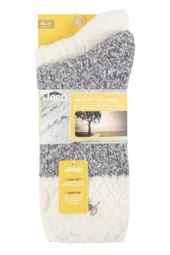 Ladies 2 Pair Jeep Super Soft Cable Knit Boot Socks