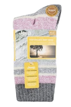 Ladies 3 Pair Jeep Striped Performance Cushioned Boot Socks