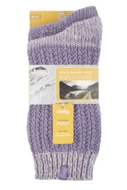 Ladies 2 Pair Jeep Wool Blend Cable Knit Boot Socks