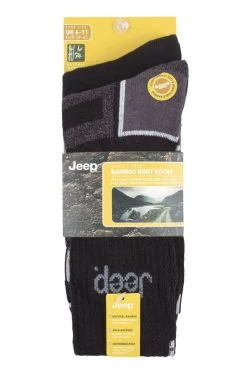 Mens 2 Pair Jeep Exclusive To SOCKSHOP Bamboo Boot Socks