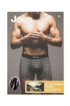 Mens 2 Pack Jeep Plain And Fine Striped Fitted Bamboo Trunks