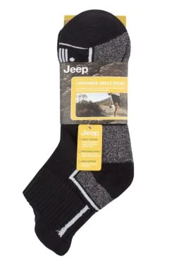 Mens 3 Pack Jeep Cushioned Sports Ankle Socks