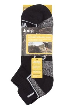 Mens 3 Pair Jeep Cushioned Trainer Socks