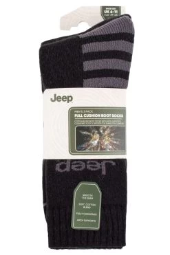 Mens 3 Pair Jeep Cotton Blend Boot Socks