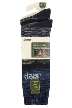 Mens 2 Pair Jeep Thermal Striped Boot Socks