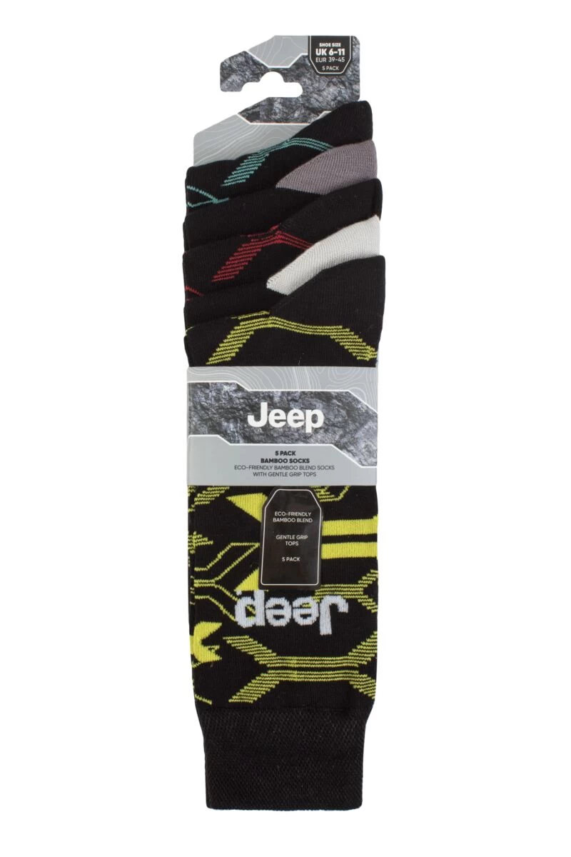 Mens 5 Pair Jeep Everyday Leisure Bamboo Socks