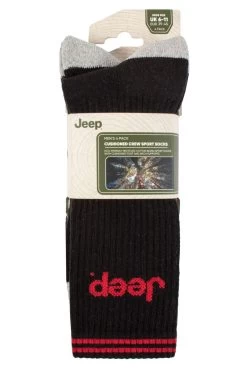 Mens 4 Pair Jeep Cushioned Crew Sports Socks