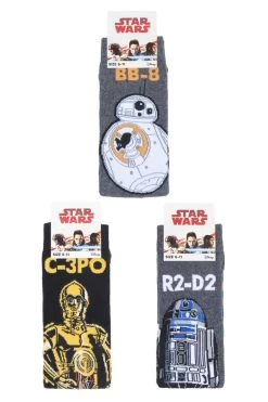 3 Pair Star Wars Droids Cotton Socks Men's - Film & TV Characters
