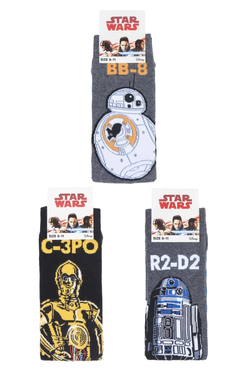 3 Pair Star Wars Droids Cotton Socks Men's - Film & TV Characters