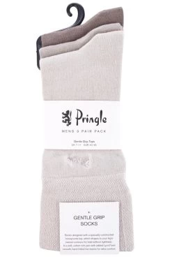 3 Pair Dunvegan Comfort Cuff Plain Cotton Socks Men's - Pringle