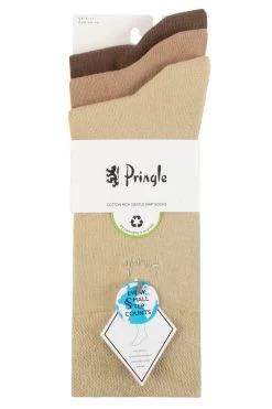 Mens 3 Pair Pringle Dunvegan Gentle Grip Cotton And Recycled Polyester Socks