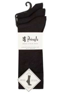 Mens 3 Pair Pringle Plain Modal Socks
