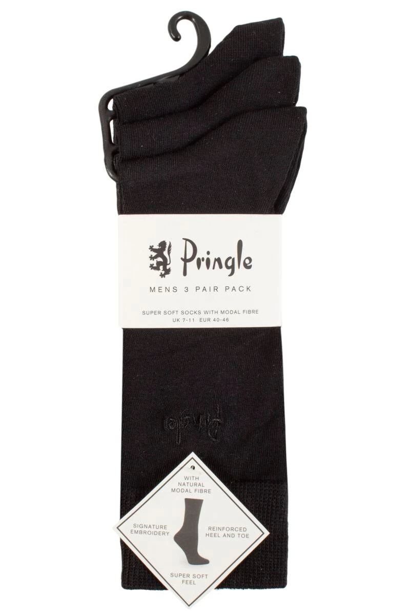 Mens 3 Pair Pringle Plain Modal Socks