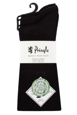 Mens 3 Pair Pringle Gentle Grip Bamboo Socks