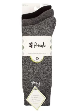 Mens 3 Pair Pringle Bamboo Cushioned Leisure Socks