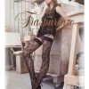 Ladies 1 Pair Trasparenze Licorice Floral Net Hold Ups
