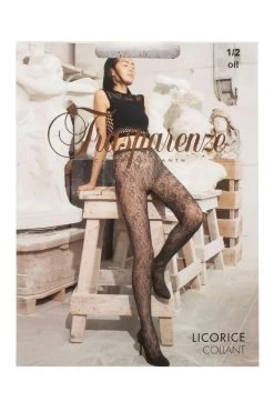 Ladies 1 Pair Trasparenze Licorice Floral Net Tights