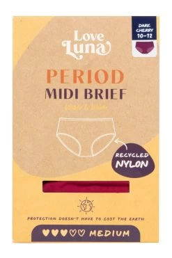 Ladies 1 Pair Love Luna Recycled Period Midi Briefs