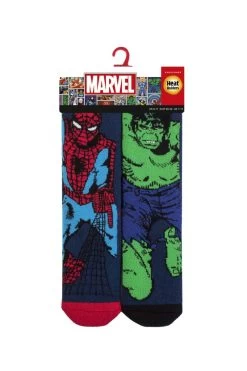 Mens 1 Pair SOCKSHOP Heat Holders Marvel 1.6 TOG Lite Hulk And Spider-Man Thermal Socks