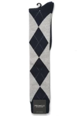 1 Pair 80% Cashmere Argyle Pattern Knee High Socks Men's - Pringle Of Scotland