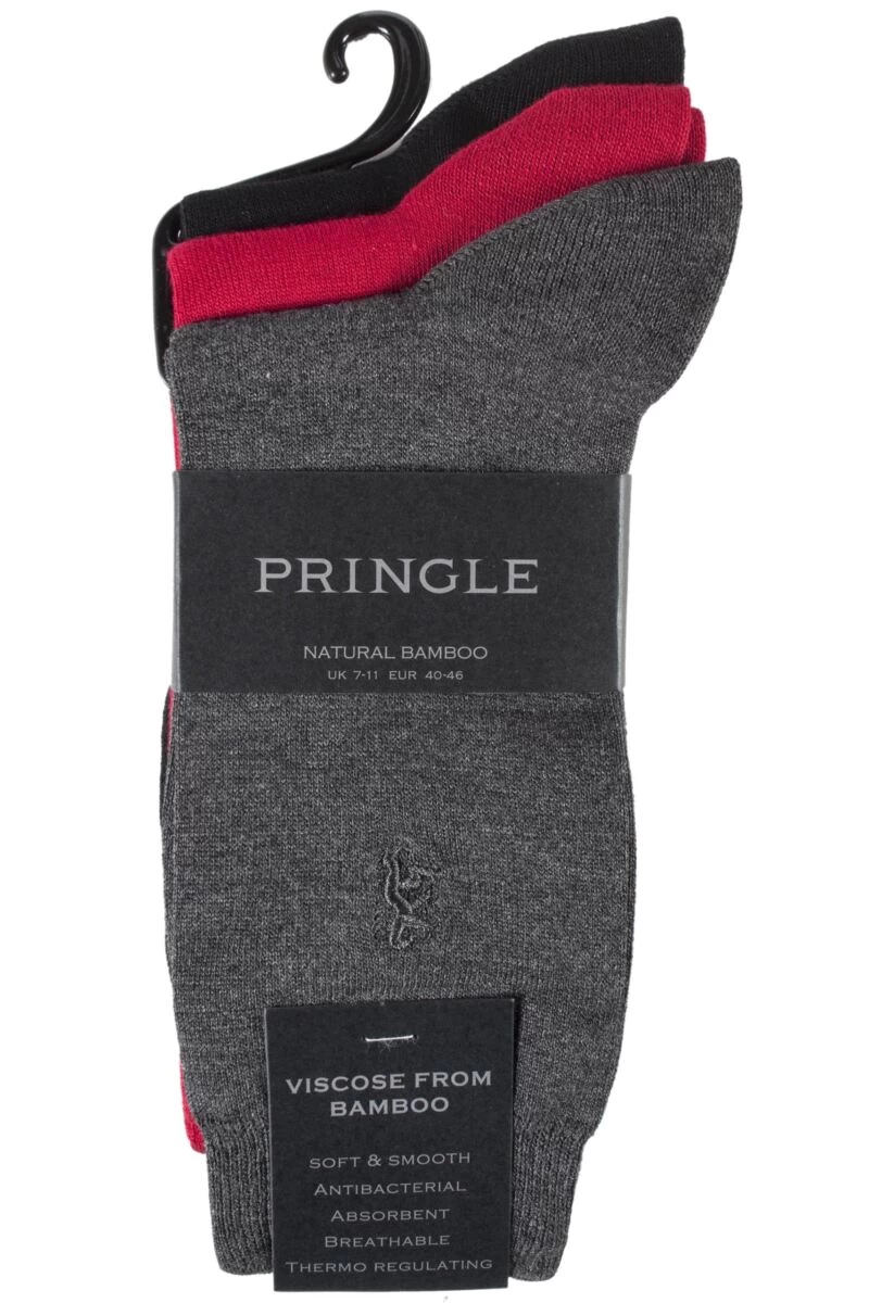 3 Pair Classic Bamboo Plain Socks Men's - Pringle Of Scotland