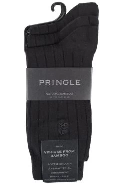 3 Pair Pringle Of Scotland Classic Bamboo Rib Socks Men's - Pringle Of Scotland