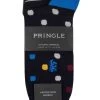 Mens 3 Pair Pringle Black Label Bamboo Patterned, Argyle And Striped Socks