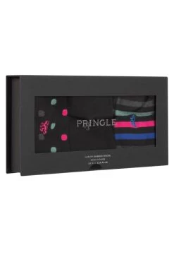 Mens 3 Pair Pringle Plain And Patterned Gift Boxed Bamboo Socks