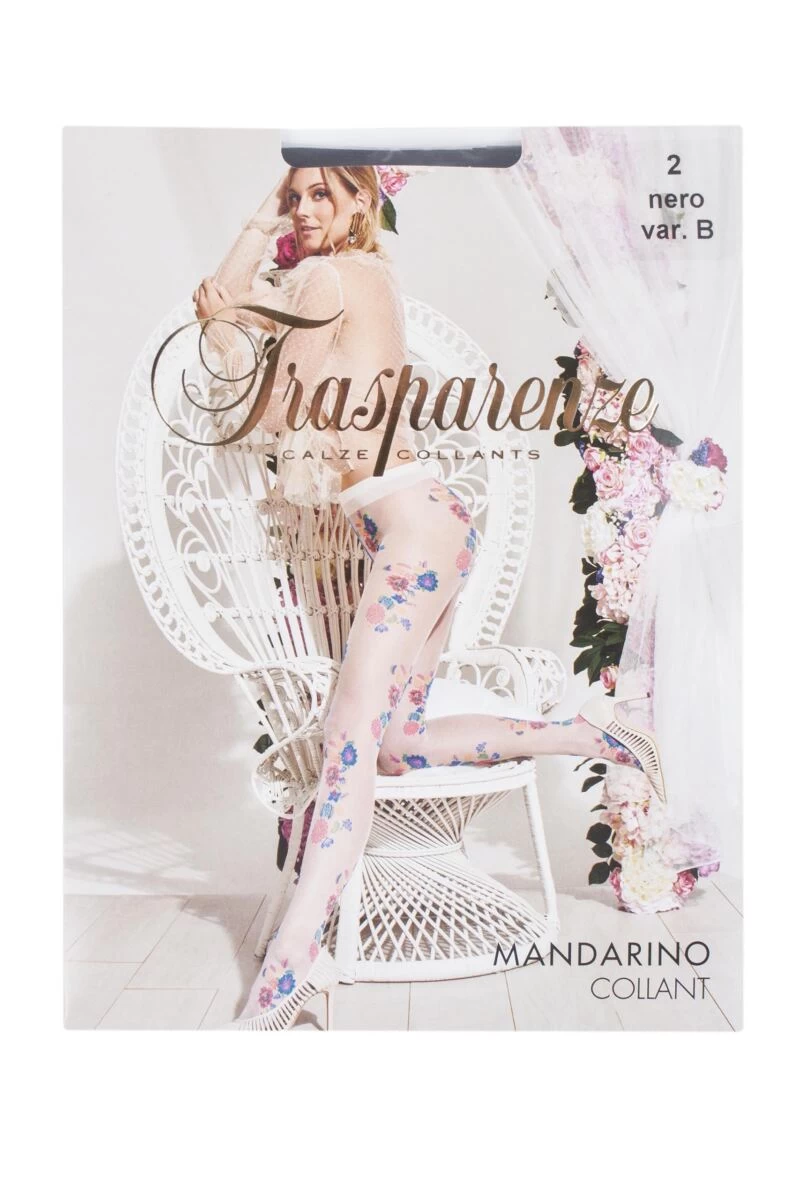 1 Pair Mandarino Floral Tights Ladies - Trasparenze