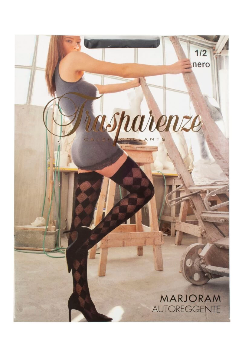 Ladies 1 Pair Trasparenze Marjoram Diamond Patterned Hold Ups