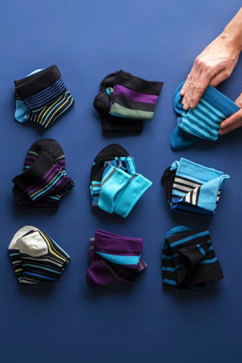 3 Pair Comfort Cuff Gentle Bamboo Striped Socks With Smooth Toe Seams Men's - SOCKSHOP - Image 2