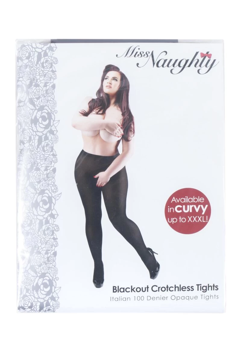 1 Pair 100 Denier Crotchless Tights - Up To XXXL Ladies - Miss Naughty