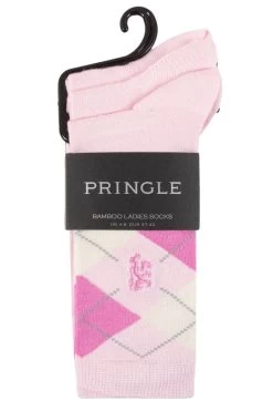 Ladies 3 Pair Pringle Black Label Argyle Bamboo Socks