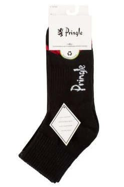 Mens 3 Pair Pringle Half Cushioned Cotton Quarter Sports Socks