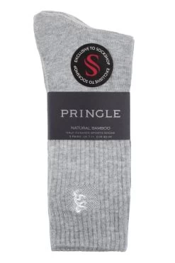6 Pair Bamboo Cushioned Sports Socks Exclusive To SockShop Men's - Pringle