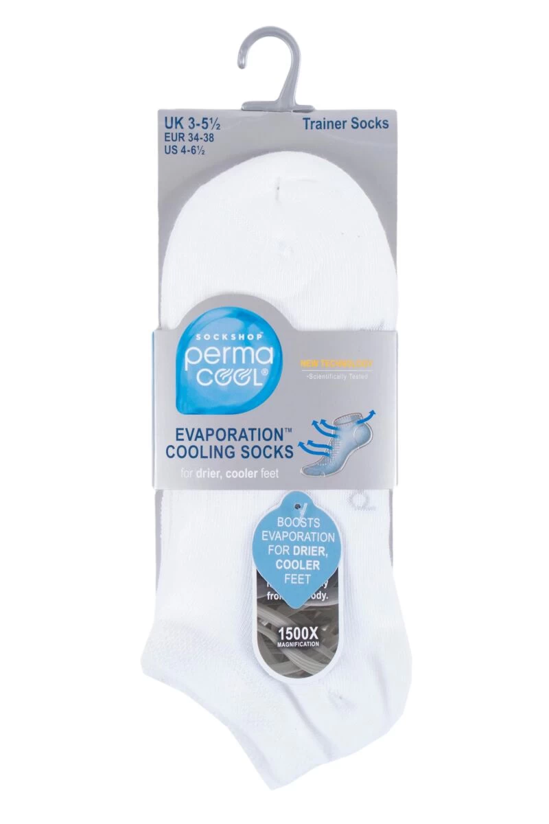 Mens And Ladies 3 Pair SOCKSHOP PermaCool Evaporation Cooling Trainer Socks