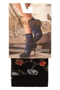 Ladies 1 Pair Trasparenze Platino Floral Patterned Socks