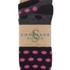 Ladies 3 Pair SOCKSHOP Patterned Plain And Striped Bamboo Socks
