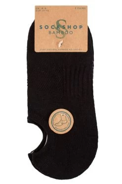 Ladies 3 Pair SOCKSHOP Half Cushioned Bamboo No Show Socks