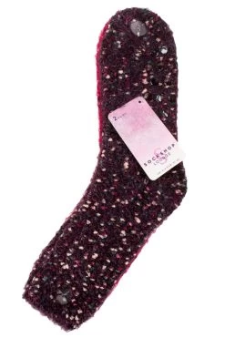 Ladies 2 Pair SOCKSHOP Popcorn Feather Slipper Socks With Grip