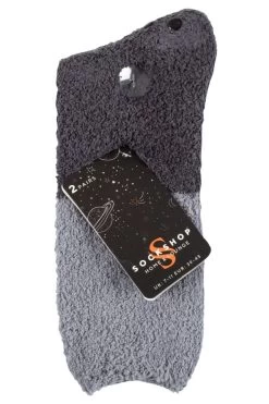 Men's 2 Pair SOCKSHOP Stripe & Plain Cosy Slipper Socks With Grip