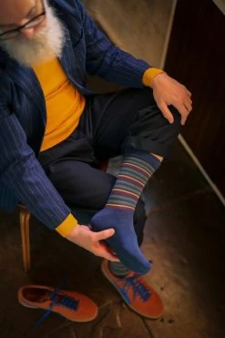 3 Pair Comfort Cuff Gentle Bamboo Striped Socks With Smooth Toe Seams Men's - SOCKSHOP