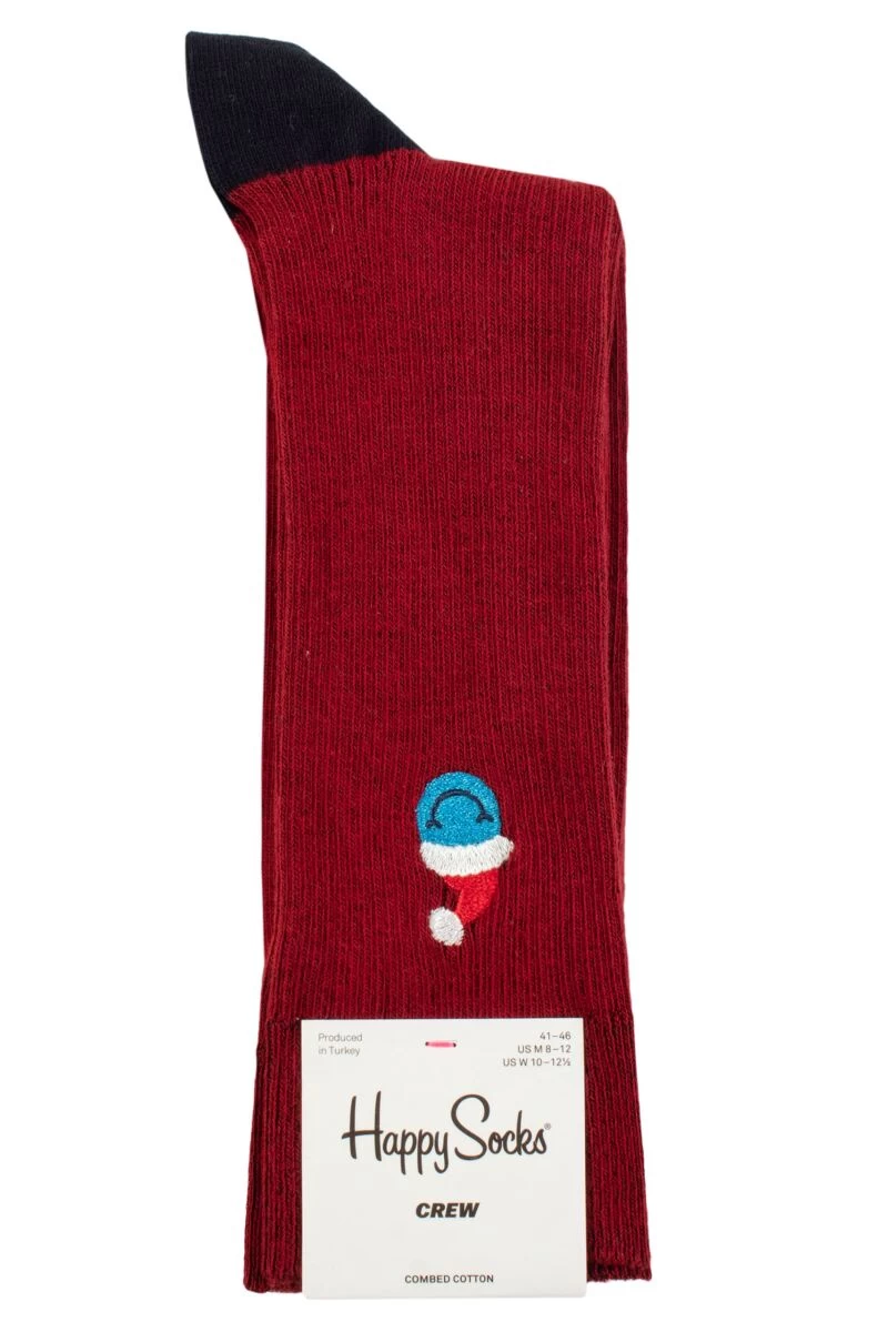 Mens And Ladies 1 Pair Happy Socks Smiley Santa Embroidery Socks