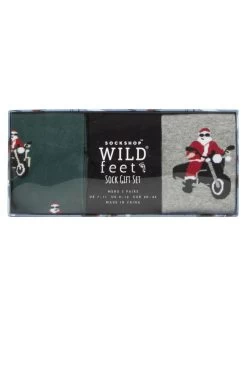 Mens 3 Pair SOCKSHOP Wildfeet Christmas Flat Gift Boxed Socks