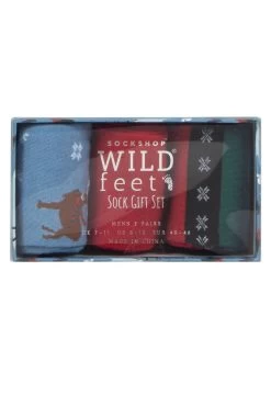Mens 3 Pair SOCKSHOP Wildfeet Winter Wonderland Christmas Gift Boxed Socks