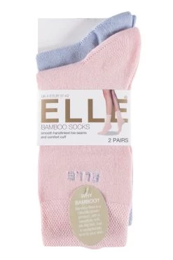 2 Pair Plain Bamboo Fibre Socks Ladies - Elle