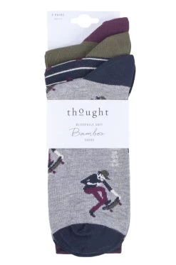 3 Pair Skater Bamboo And Organic Cotton Socks Men's - Thought