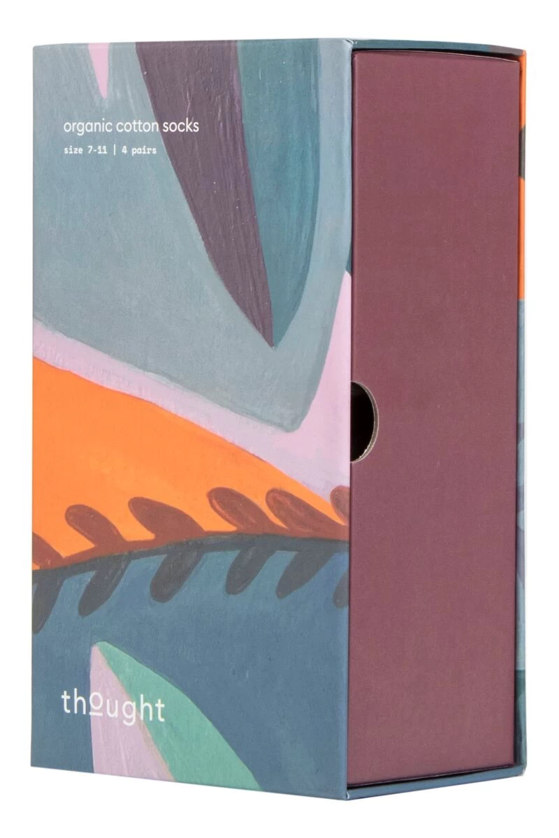 Mens 4 Pair Thought Axton Organic Cotton Patterned Gift Boxed Socks - Image 2