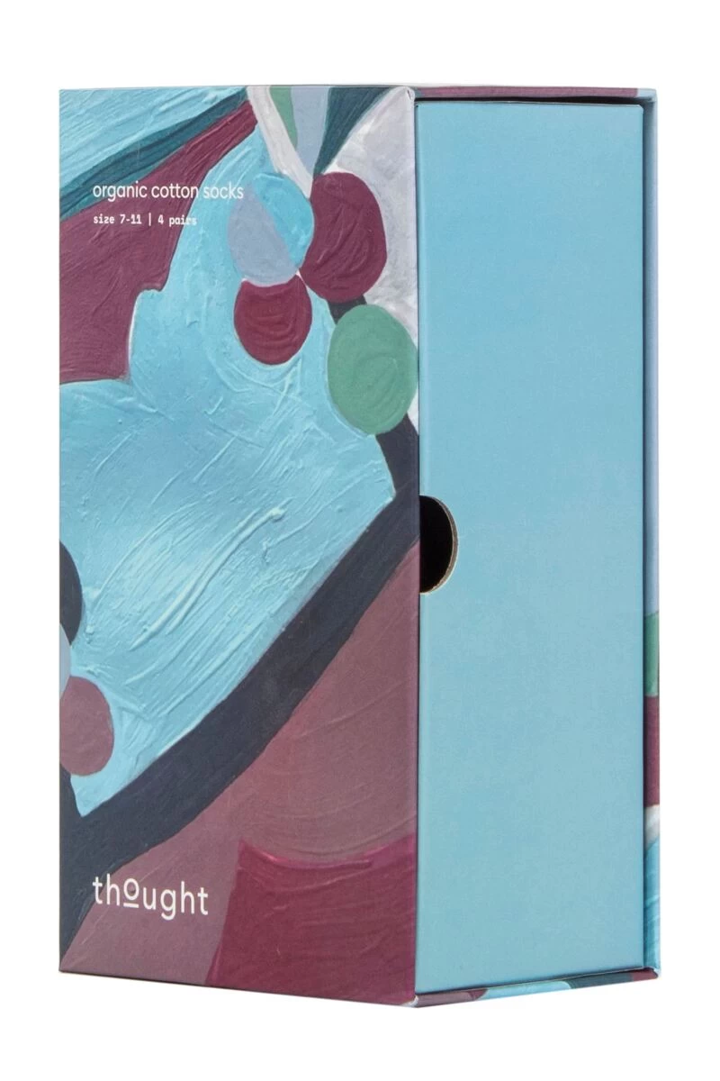 Mens 4 Pair Thought Eull Christmas Dinosaur Organic Cotton Gift Boxed Socks - Image 2