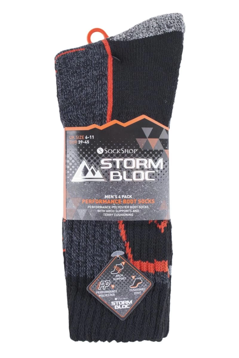 4 Pair Technical Boot Socks Men's - Storm Bloc